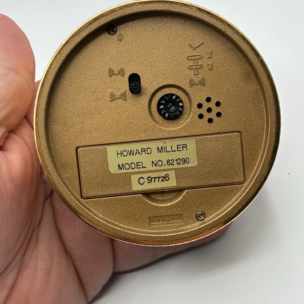 Howard Miller Gold Tone Round Desk Travel Alarm Clock Texas Instruments Gift